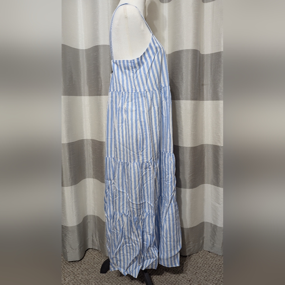 The Drop Britt Bluebell Stripe Tiered Maxi Dress w/ Adjustable Straps - Picture 4 of 11
